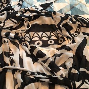 A long black and white dress